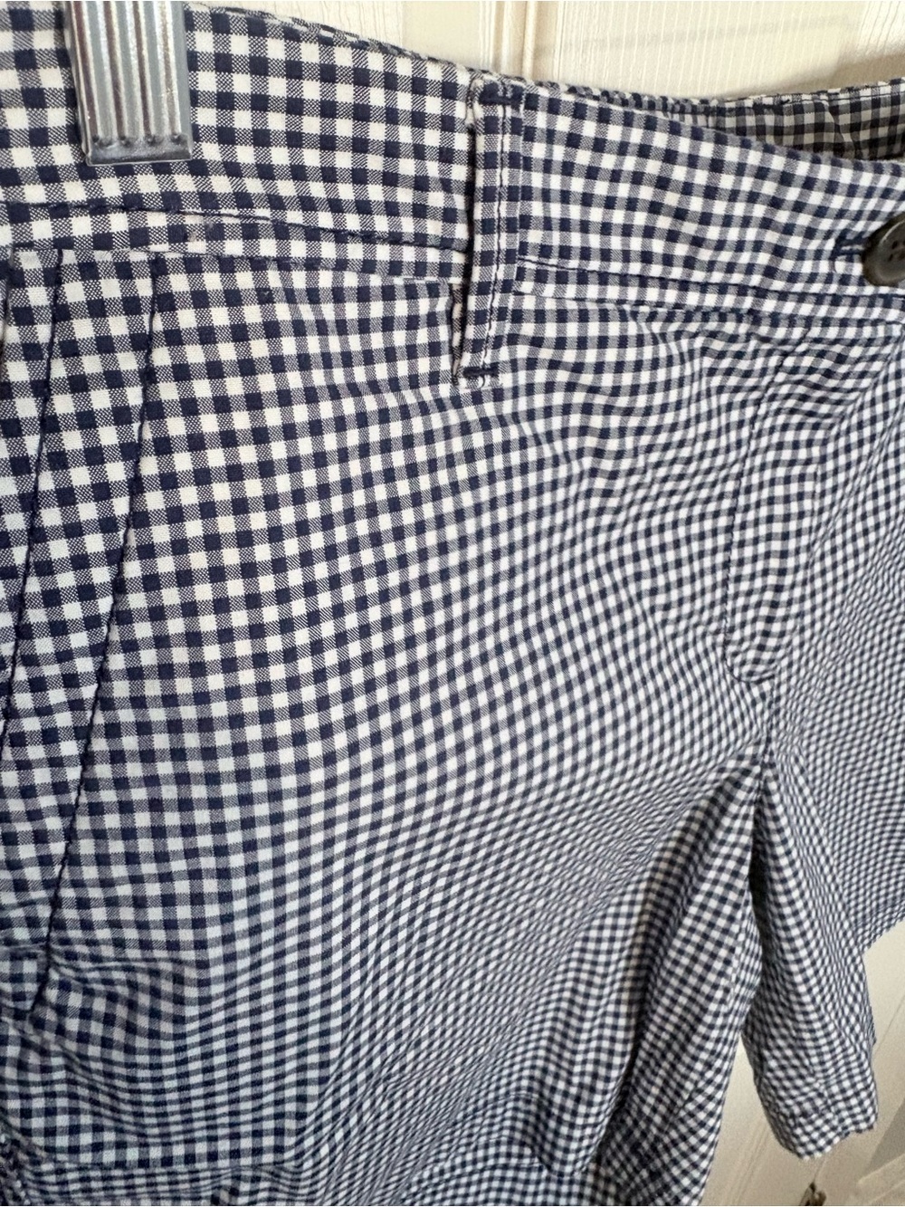 Talbots Relaxed Chino Shorts | Navy White Gingham | Size 12 - Picture 5 of 9